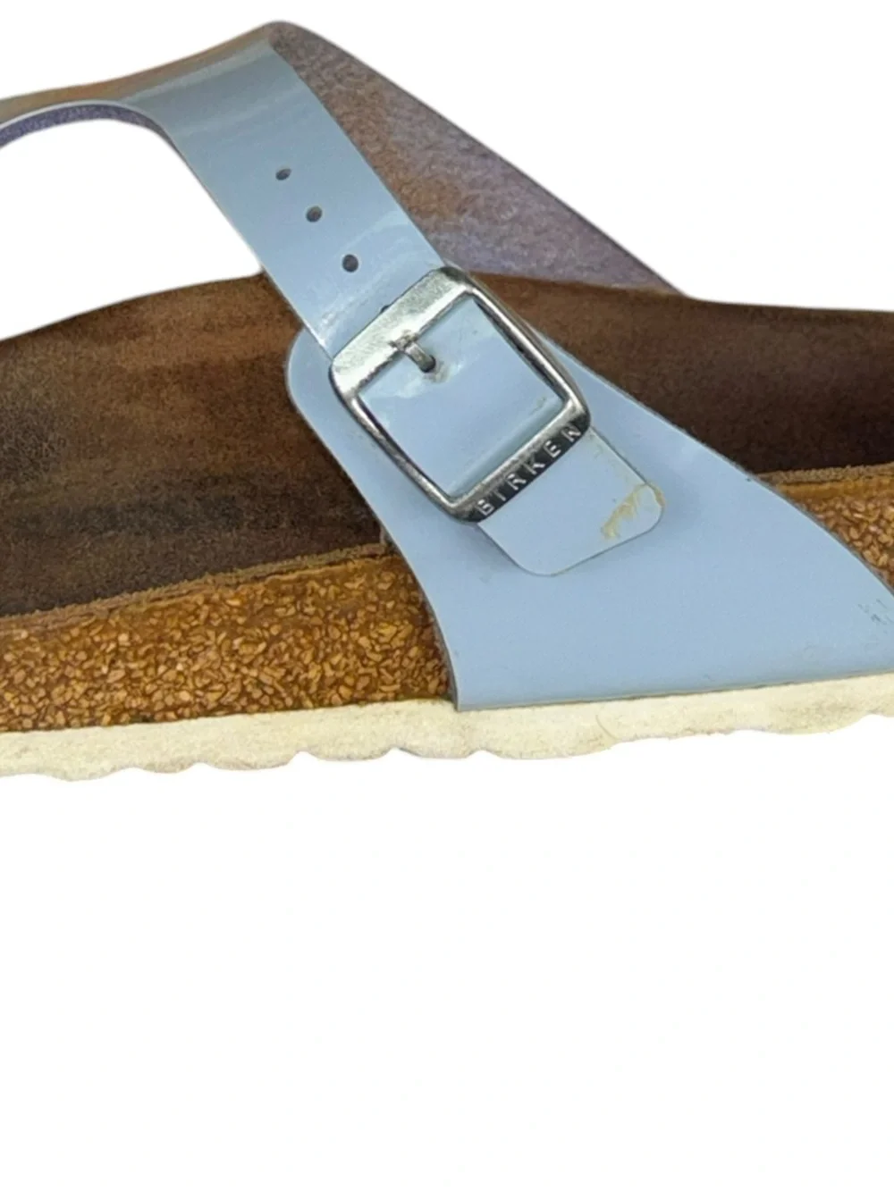 Birkenstock Gizeh Birko-Flor Patent Dove Blue Thong Sandals EU 39/ US 8-8.5
